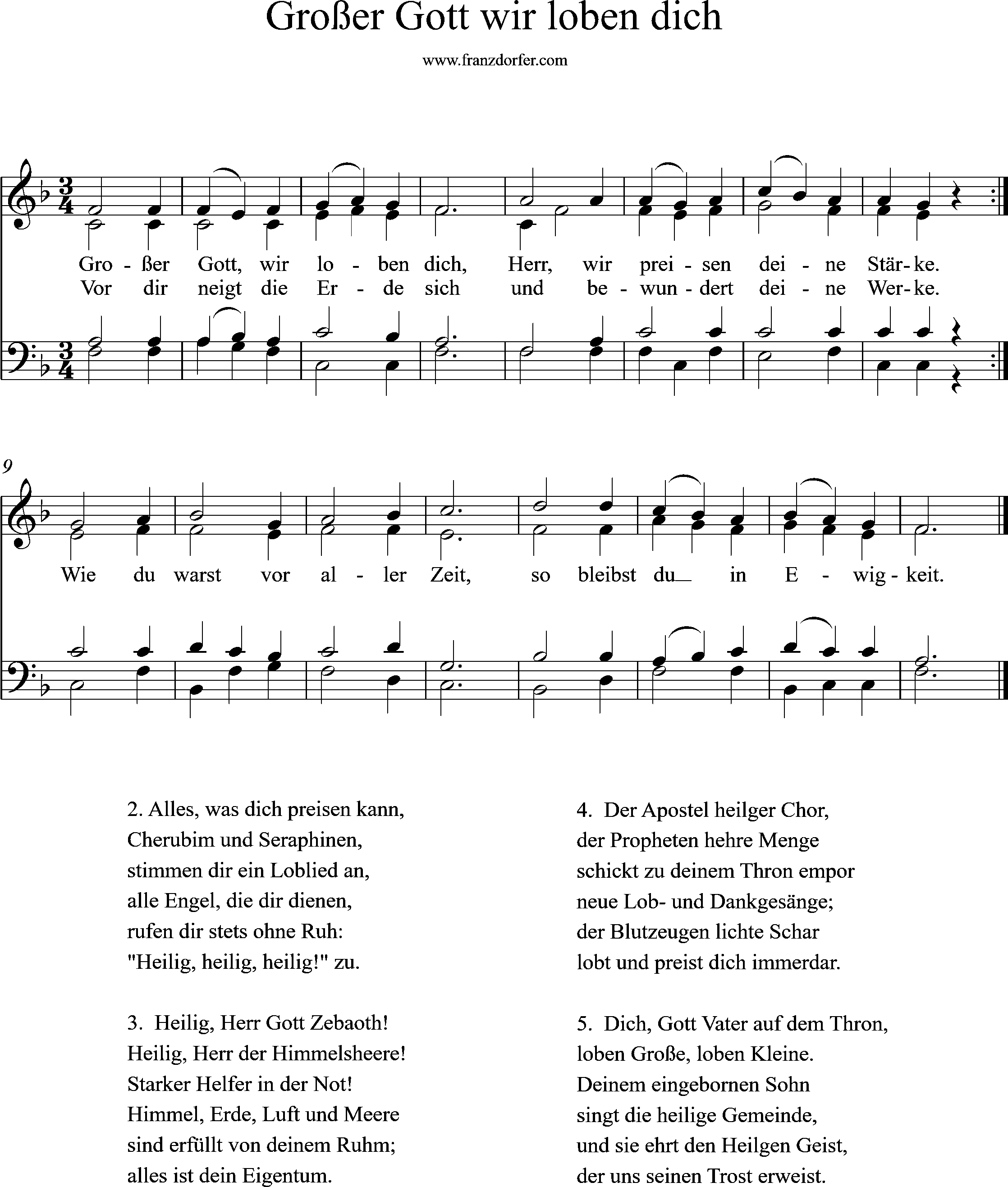 Chornoten, 4stimmig, F-Dur, Großer Gott